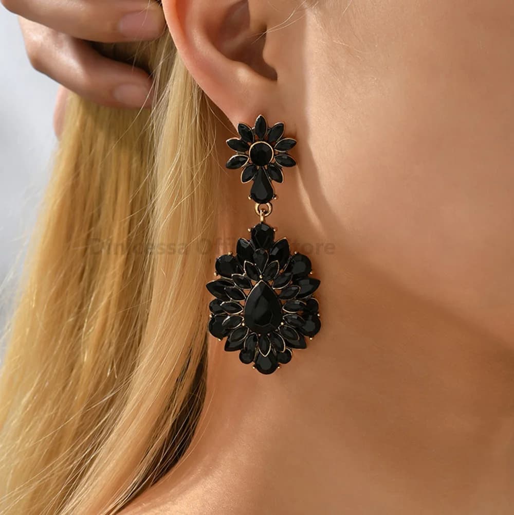 دمعة خمر الثريا ديكور كريستال زجاج براقة استرخى إسقاط أقراط للنساء الاتجاه الفاخرة جودة قلادة مجوهرات - 6