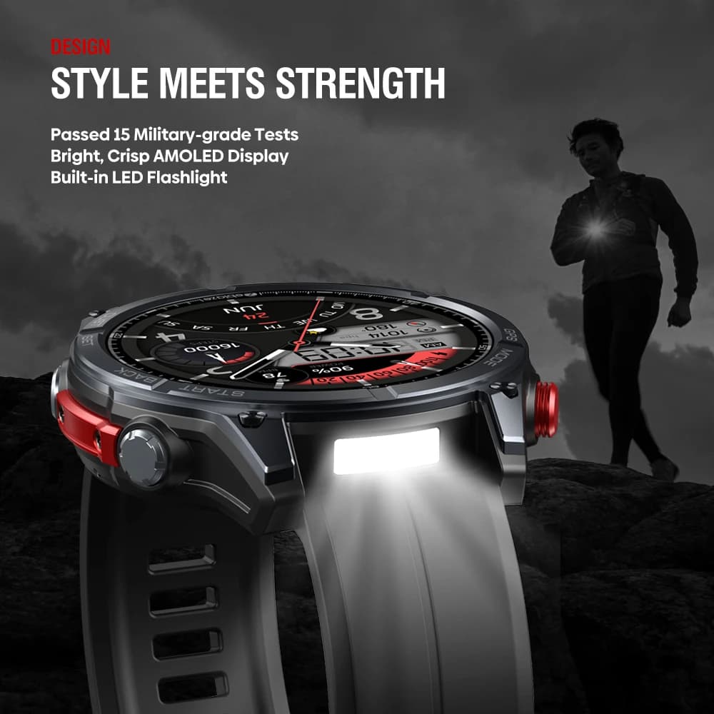 ساعة Zeblaze Stratos 3 PRO الذكية بنظام تحديد المواقع العالمي (GPS) وشاشة AMOLED مقاس 1.43 بوصة ومكالمات هاتفية عبر البلوتوث ومراقبة الصحة وساعة رياضية لعرض المسار الرياضي - 3