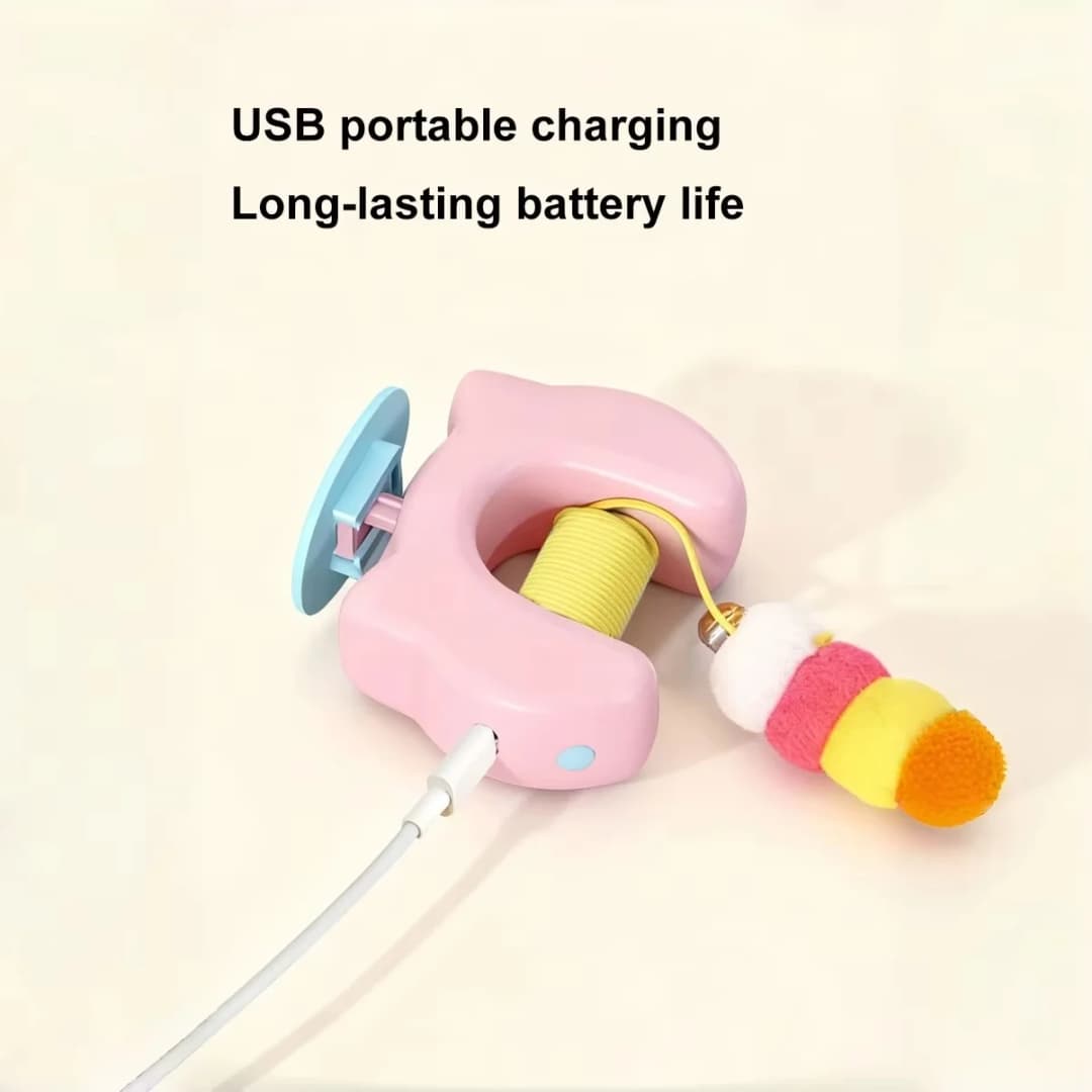 Pet Stress Relief Toys for Cats, Rechargeable Interactive Hanging Door Cat Toy, Automatic Electric Flying Bird Cat Toy for Hunt - 2