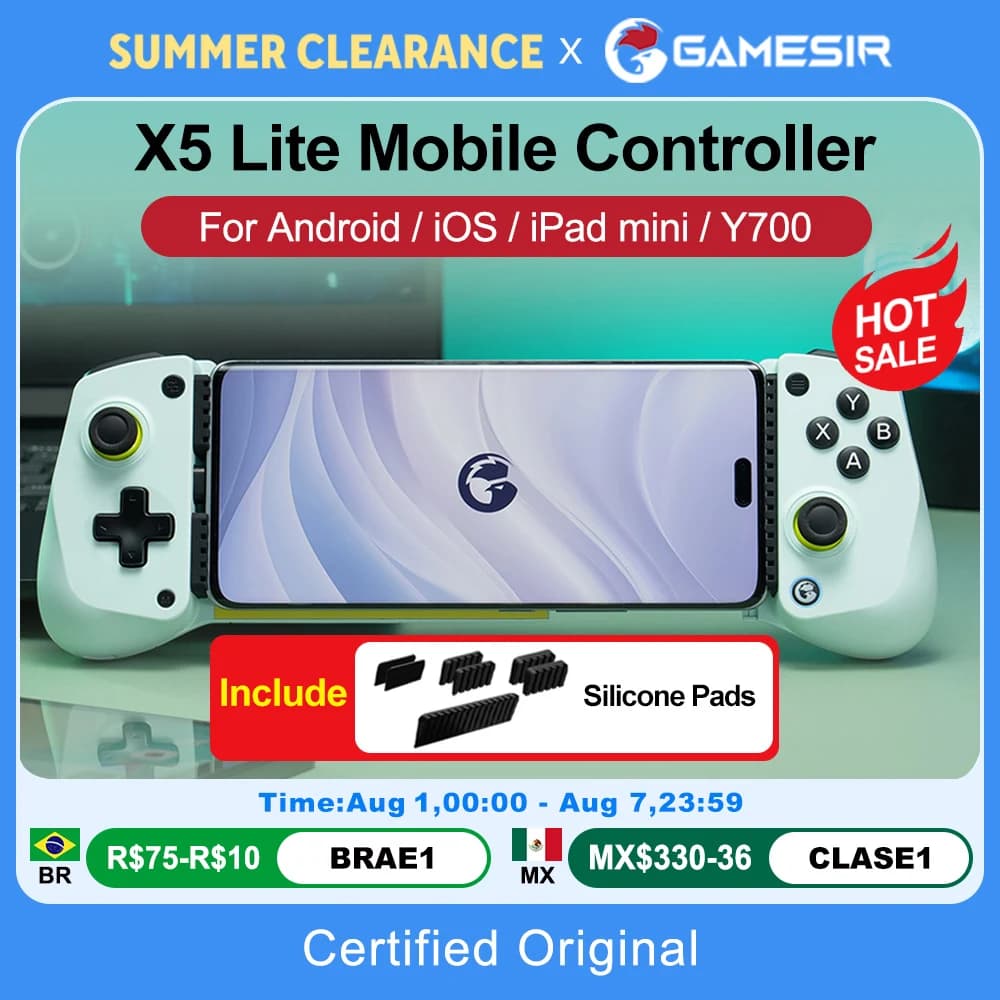 GameSir X5 Lite Mobile Phone Gamepads for iPhone 16 15 Series iPad Mini Android Tablet Controller Hall Effect Joysticks Design