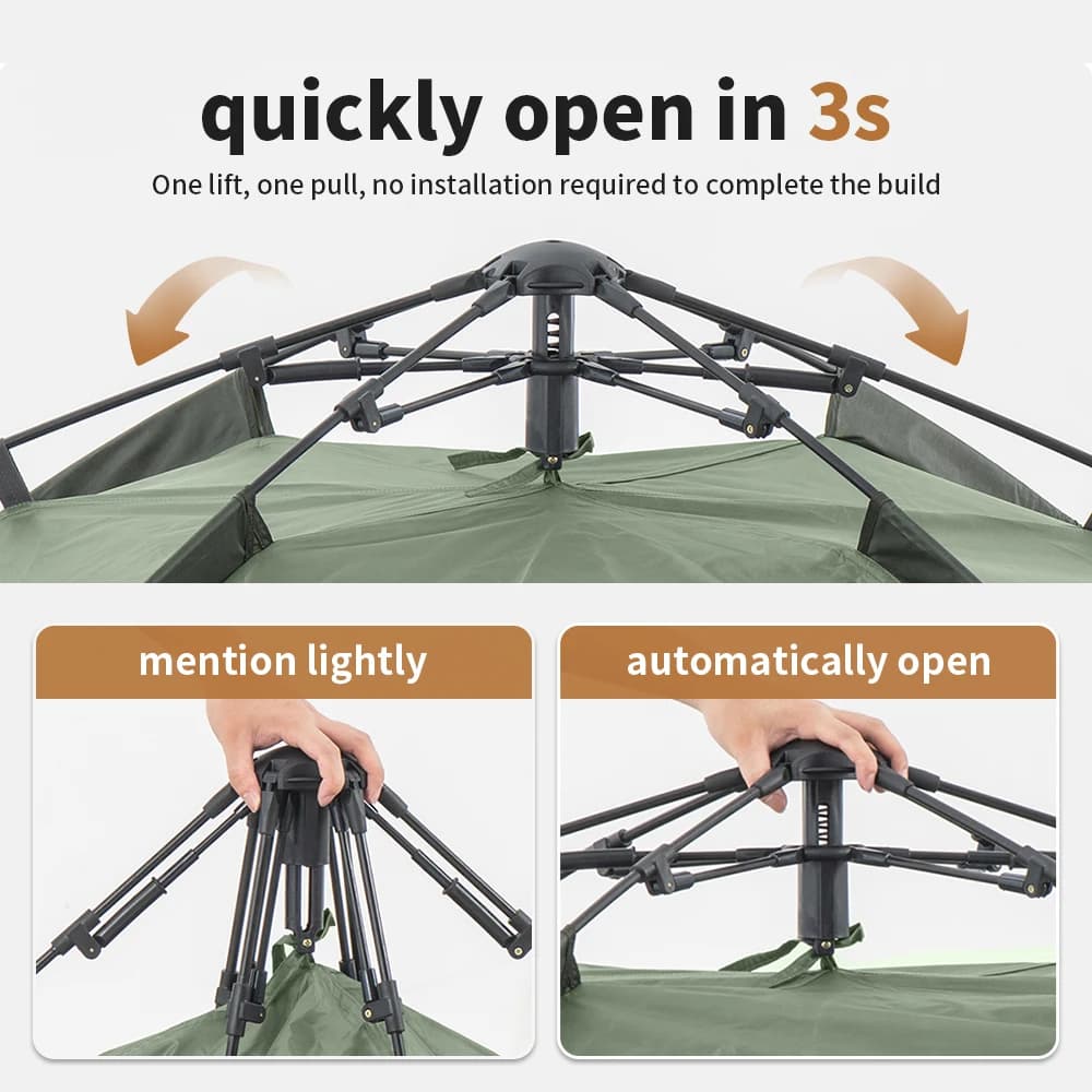 Naturehike Camping Automatic Tent One Touch Waterproof Roof Top Tents Double Door 3 Person Tent Outdoor Beach Fish Shelter Tent - 3
