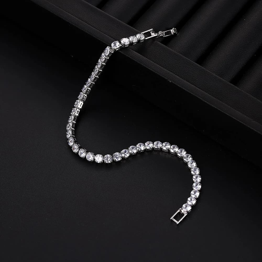 Luxury Hiphop Iced Out 4mm Cubic Zirconia Crystal Tennis Bracelets For Women Men Gold Color Silver Color Bracelet Chain Jewelry - 5