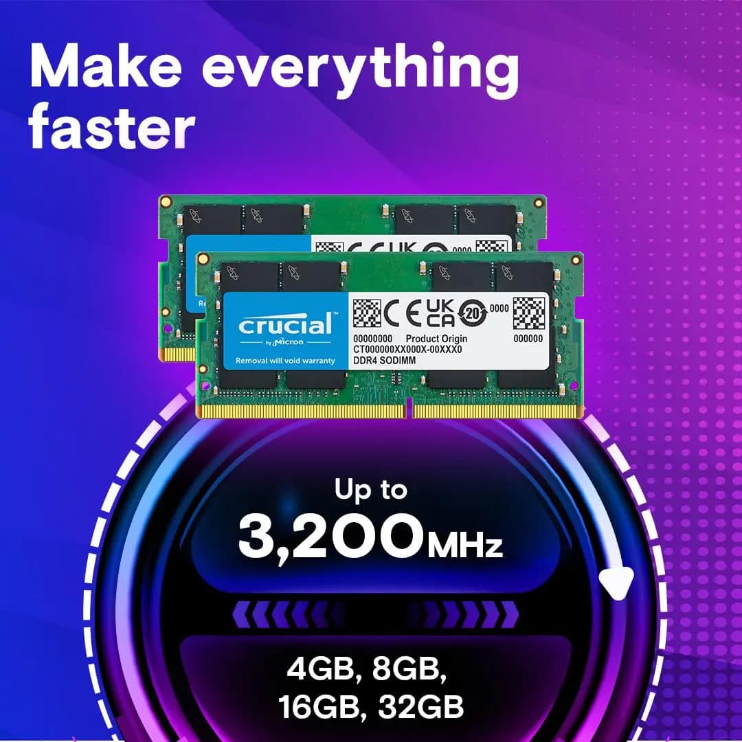 Crucial Memoria DDR4 4GB 32GB 16GB 8GB  3200MHz 2400MHz 2666MHz Laptop Ram SODIMM Notebook Memory for Intel &AMD 1.2V 260PIN - 3