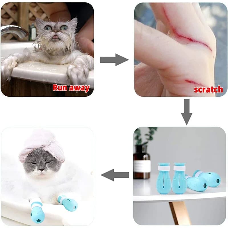 Cat Claw Protector Bath Anti-Scratch Cat Shoes For Cat Adjustable Pet Bath Wash Boots Cat Paw Nail Cover Pet Grooming Supplies - 3