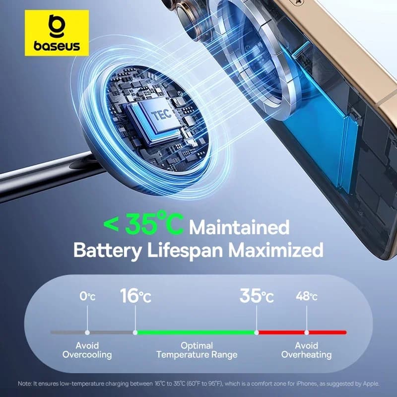 Baseus 22.5W 3-in-1 Wireless Charger Stand Qi2 15W Magnetic Fast Charging TEC Cooling For iPhone 16 15 14 AirPods Apple Watch - 4