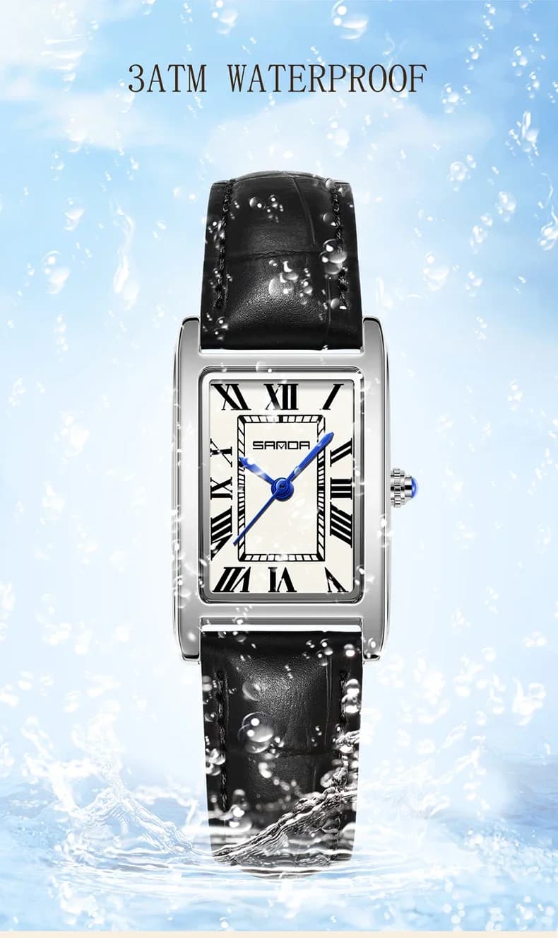 SANDA Leisure Leather Strap Men Women Couple Tank Watches Vintage Korean Roman Scale Square Temperament Quartz Wristwatch - 5