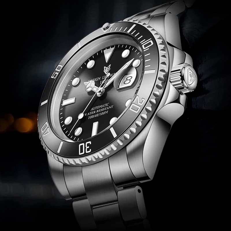 ساعات LIGE الميكانيكية للرجال، ساعة أعمال رياضية مقاومة للماء، ساعة أوتوماتيكية - 4