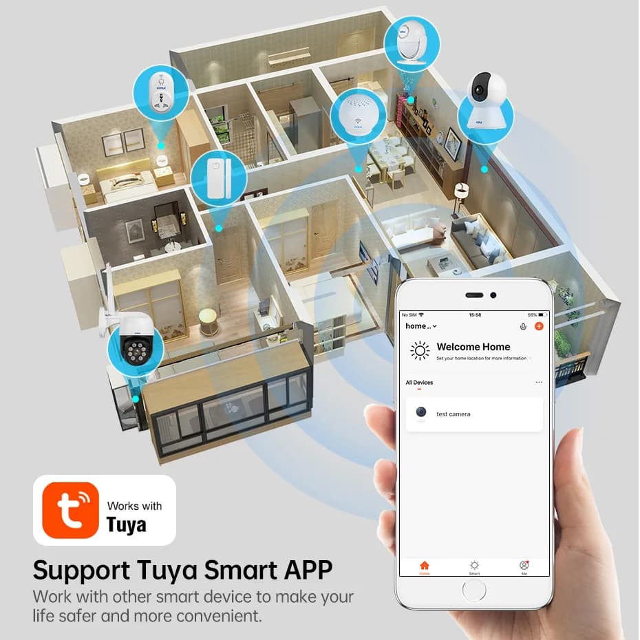 KERUI WiFi IP Pets Camera Home Security Dog Cats Camera Tuya Smart 4K 8MP HD Video Night Vision Surveillance AI Alerts Mini Cam - 6