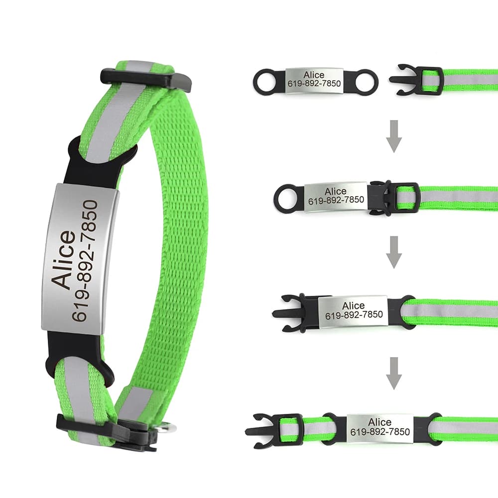 Customized Cat Collar Reflective Cat Collar Free Engraved Puppy Kitten Pet ID Nameplate Necklace With Bell Anti-lost For Cats - 3