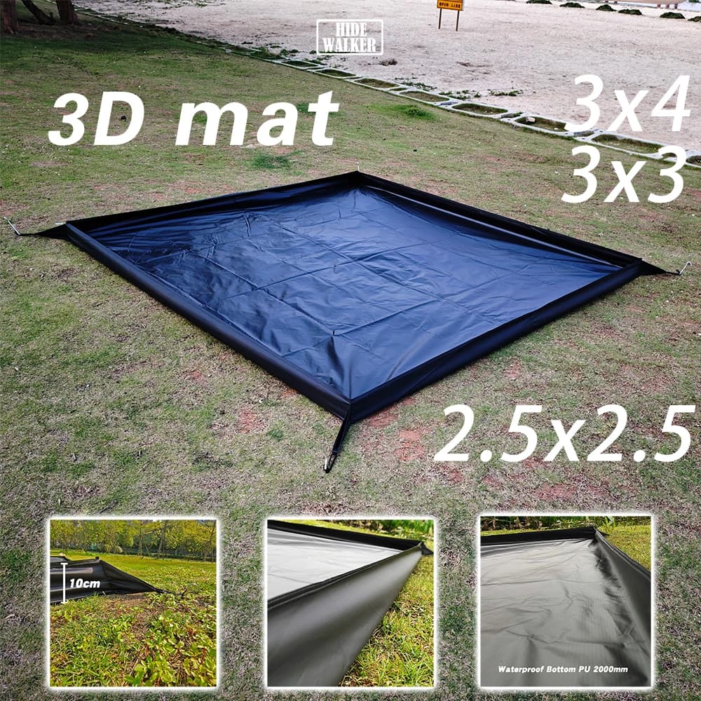 3x3 3D Outdoor Mat Waterproof Camping Oxford Cloth Bottom of Tent 3x4 Large Picnic Mat Camp Bathtub Tent Footprint Beach Blanket