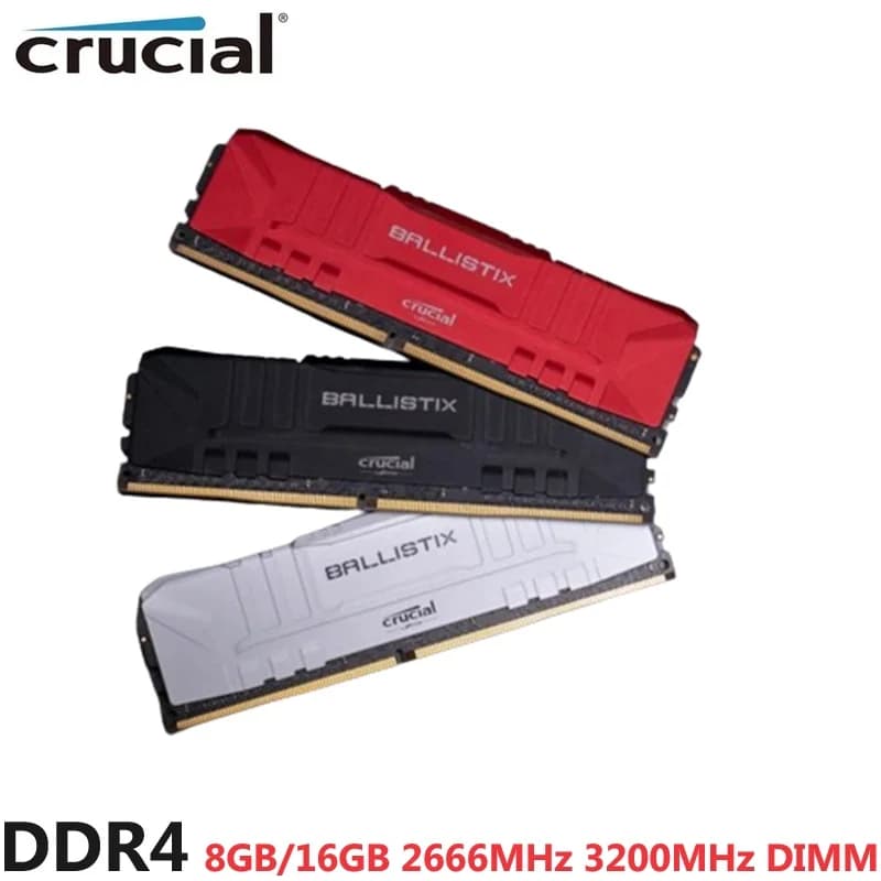 ذاكرة رام للكمبيوتر المكتبي كروشيال باليستيكس XMP أوفركلوكينج DDR4 بسعة 8 جيجابايت و16 جيجابايت بتردد 2666 ميجاهرتز و3200 ميجاهرتز غير مخزنة DIMM PC-21300 25600 قناة مزدوجة
