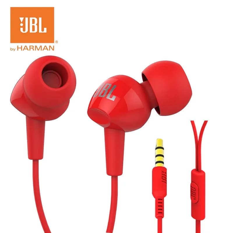 سماعات أذن سلكية رياضية JBL C100SI مرخصة رسمياً مع واجهة 3.5 ملم للاستماع إلى الموسيقى والألعاب الرياضية