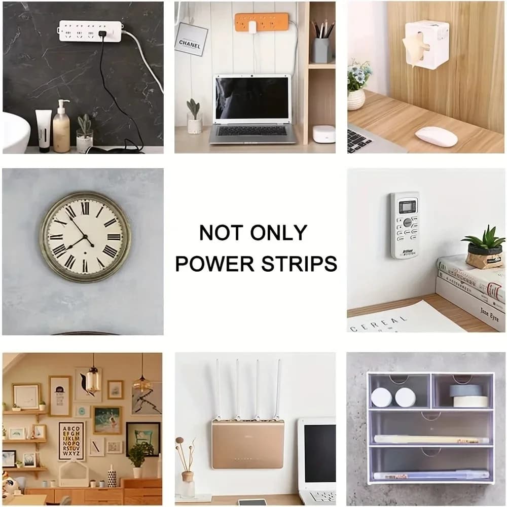 Wall Mounted Self Adhesive Power Strip Fixer Removable Cable Organizer Desktop Socket Holder for Office Home - 5