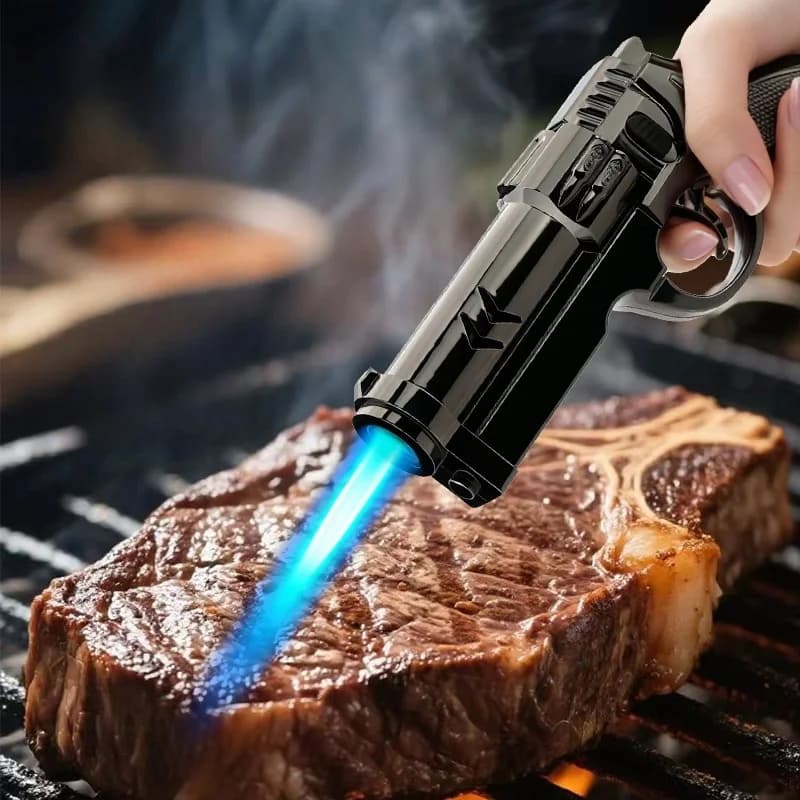 New Creative High Power Butane Gas Turbine Lighter Outdoor Windproof Metal Cigar Lighter Kitchen BBQ Ignition Tool Men's Gift - 5