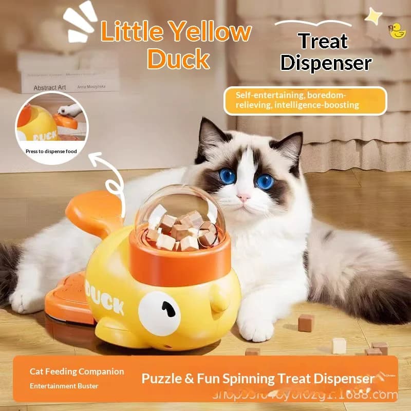Little Yellow Duck Pet Treat Dispenser Interactive Food Leaking Toy for Cats Dogs Training Slow Feeder Auto Feeder Pet Supplies