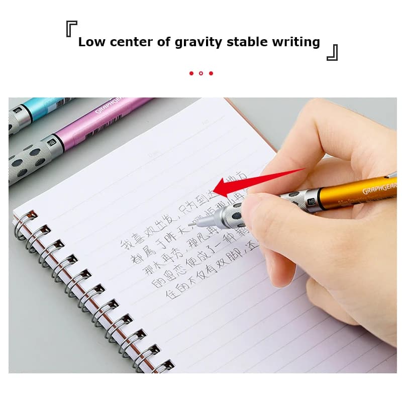 Japan Pentel Graphgear 1000 Metal Mechanical Pencil 0.3/0.5/0.7/0.9MM Low Center of Gravity Drawing Activity Pens Art Stationery - 3