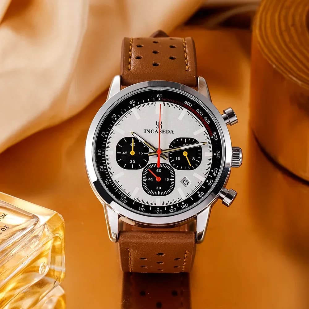 ساعة INCASEDA كرونوغراف جديدة متعددة الوظائف بحركة كوارتز للرجال سلسلة فاخرة فائقة السطوع ومضيئة كوارتز عصرية - 3
