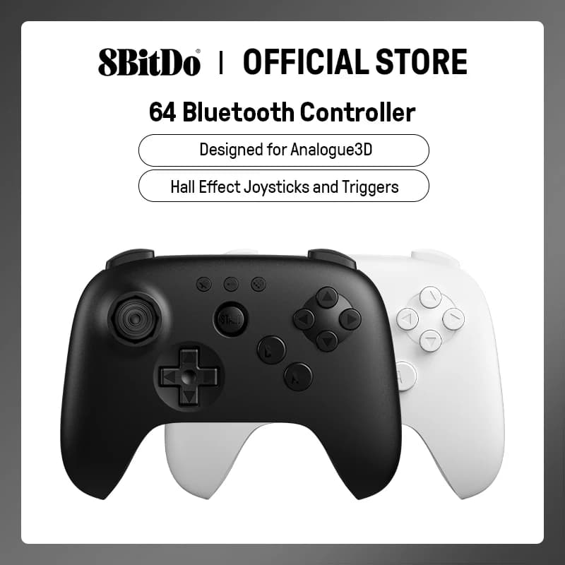 يد تحكم الألعاب 8BitDo 64 بلوتوث لأنالوج 3D، سويتش، سويتش 2، ويندوز، وأندرويد