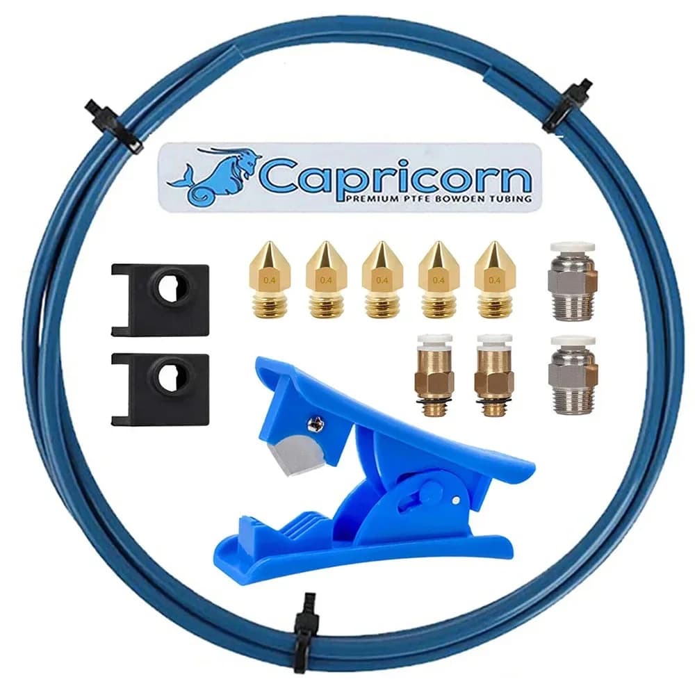 أنابيب PTFE من كرياليتي، سلسلة كابريكورن XS زرقاء، 1 متر، تركيب سريع، قطعة واحدة، تركيب هوائي لدفع خيط 1.75mm - 2