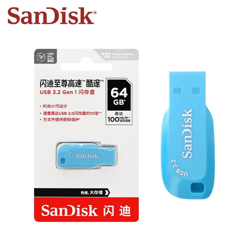 سان ديسك ألترا شيفت USB 3.2 فلاش درايف 32 جيجابايت و 64 جيجابايت و 128 جيجابايت بسرعة قصوى 100 ميجابايت/ثانية قلم ذاكرة عالي الجودة أصلي U Disk - 3