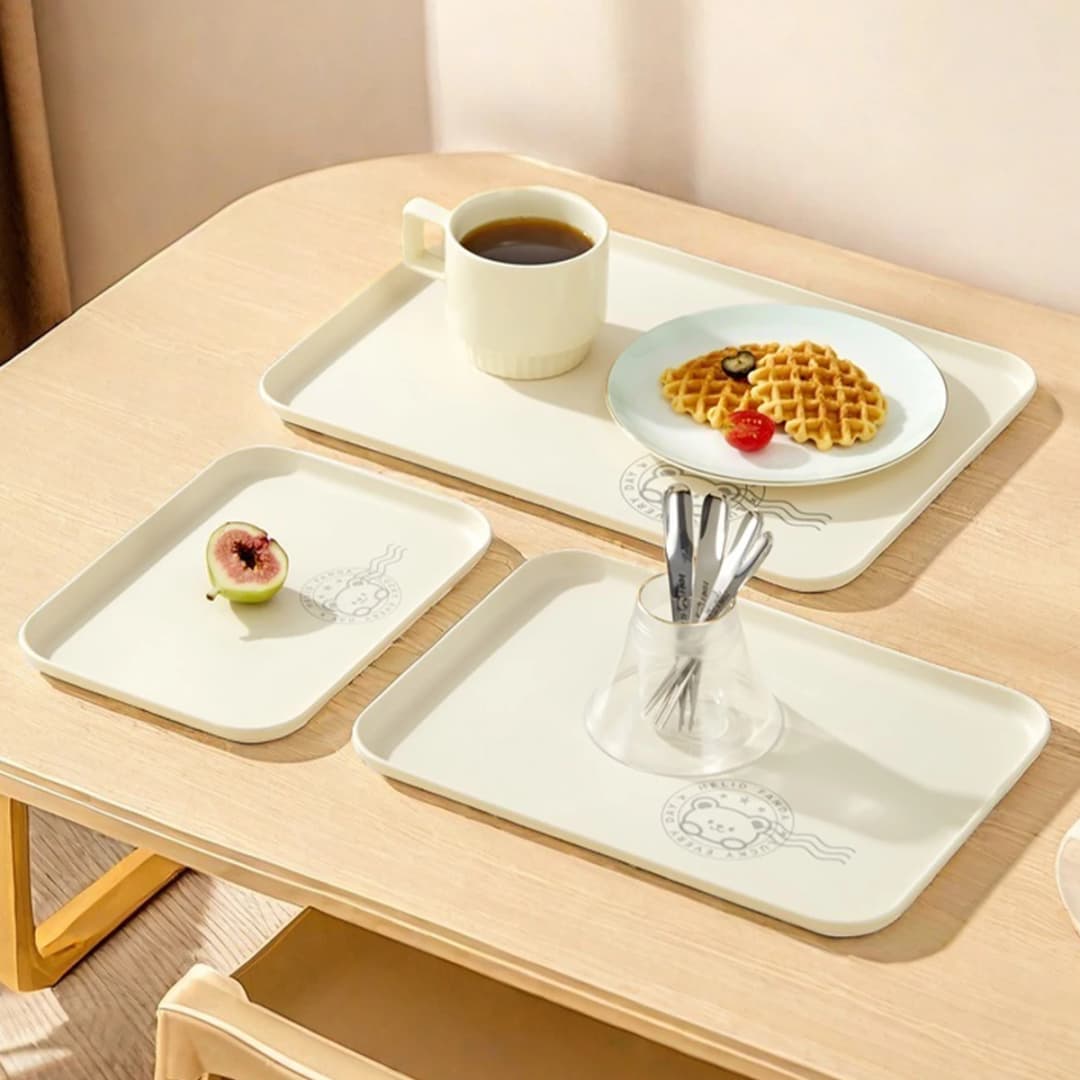 WORTHBUY Stackable Plastic Storage Tray Rectangular Fruit Dessert Tray  Large Capacity Food Serving Tray Kitchen Organizer - 3