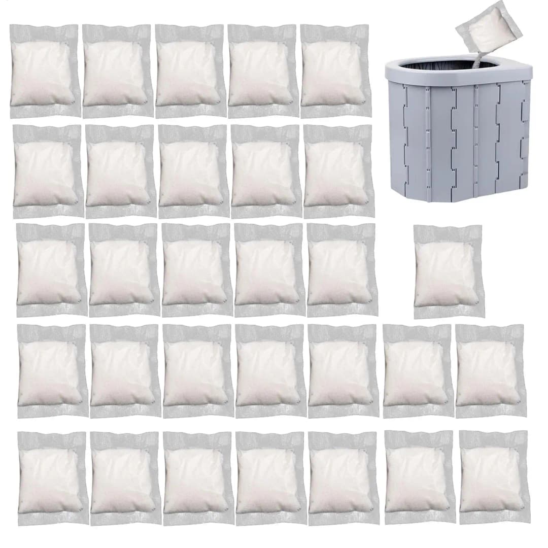30Pcs Portable Toilet Powder Eco Absorbent Gel Camping Toilet Liquid Waste Gelling Deodorizing Powder for Outdoor Emergency