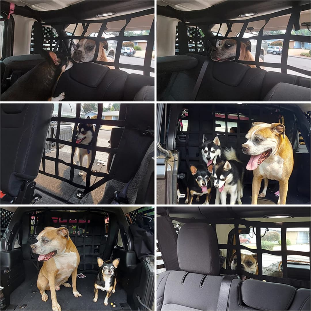 حاجز أمان للكلاب في السيارة، شبكة أمان للحيوانات الأليفة، لسيارات جيب رانجلر JK JL جلادياتور JT 2007-2025، إكسسوارات داخلية - 5