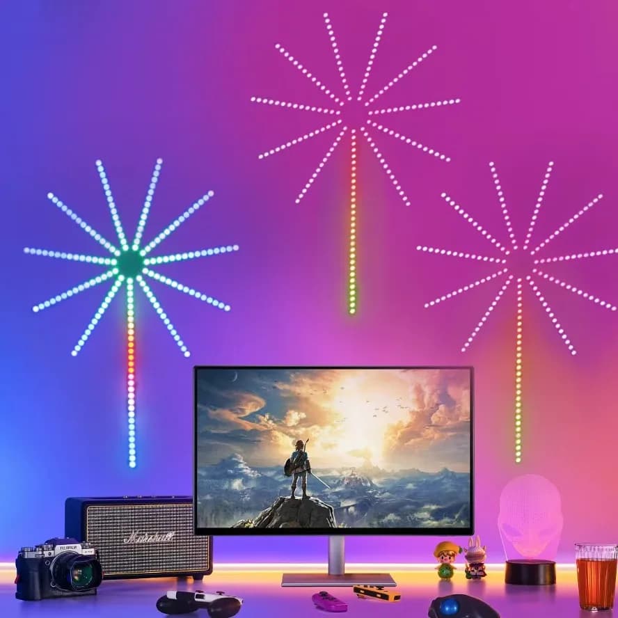 New USB RGBIC Firework Light Smart LED Strip Light Bluetooth APP Control 5V Neon Strip Christmas Party Music Bedroom Decor Light - 3