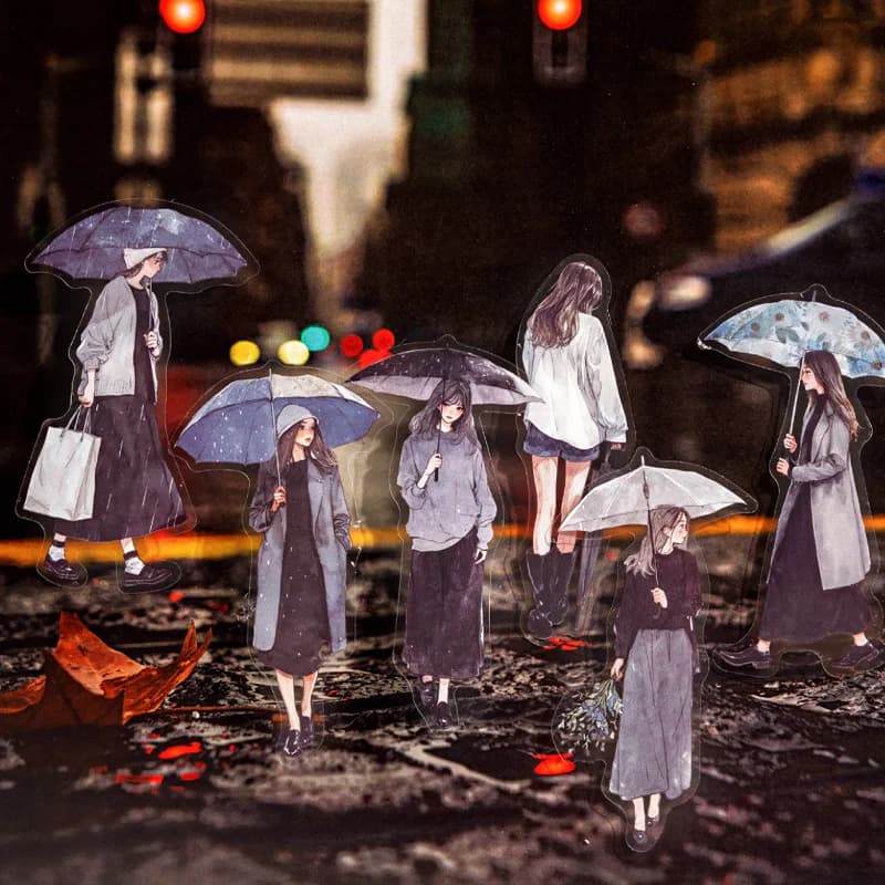 60 قطعة/الحقيبة المطر مقدمة سلسلة PET الحبر الأبيض ملصق حزمة DIY كتيب سكرابوكينغ ملصقات القرطاسية ملصقات - 2