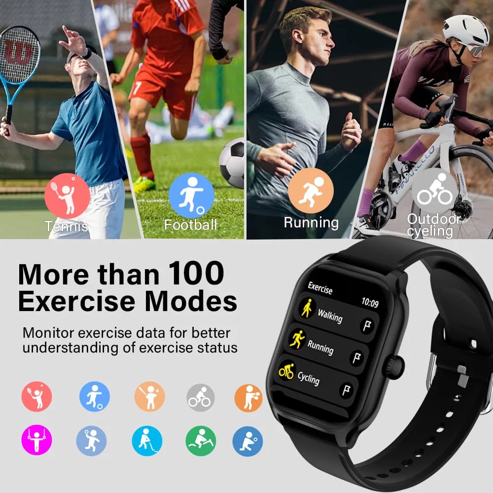 LAXASFIT 2024 موضة جديدة ساعة ذكية مراقب معدل ضربات القلب الرياضة اللياقة البدنية ساعة مقاوم للماء مكالمة صوتية ساعة ذكية لنظام أندرويد IOS - 6