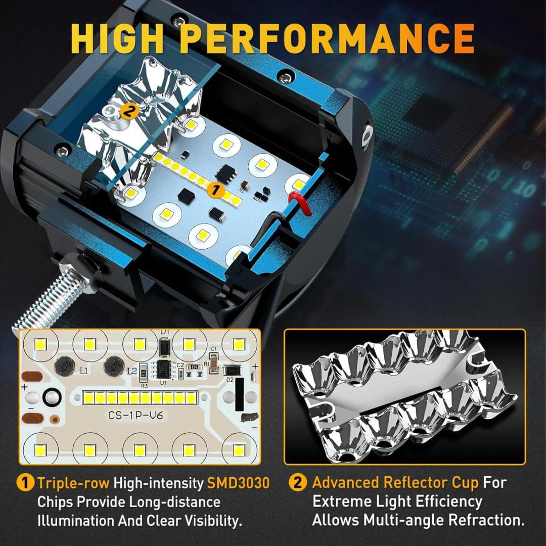 NAOEVO 20 Inch LED Light Bar 4Inch LED Lights 100W 24000LM Waterproof LED Off Road Driving Fog Lights Spot Flood Combo Light Bar - 3