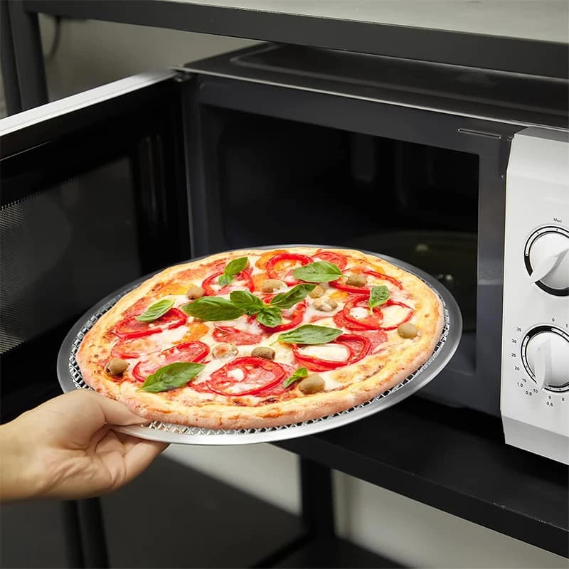 مقلاة بيتزا مستديرة من سبائك الألومنيوم مع فتحات 8/10/12/14 بوصة شاشة خبز بيتزا غير لاصقة للفرن للمنزل والمطعم والخبز والشواية - 5