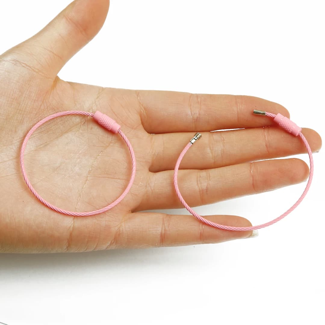 2/10pcs 50cm Colorful Stainless Steel Wire Keychain Cable Loop Screw Lock Rope Key Holder Keyring Key Chain Rings Outdoor Tools - 4