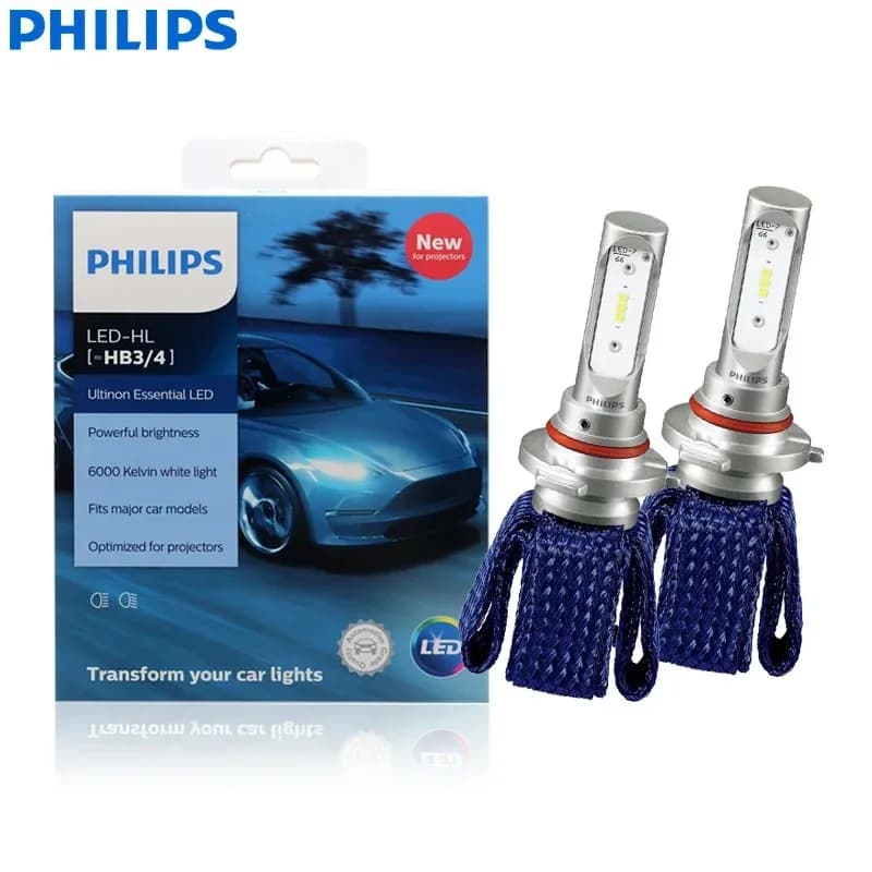 Philips Ultinon Essential LED Light HB3 HB4 6000K 12V LED +100% Bright 9005 Auto Headlight HL Beam ThermalCool 11005UEX2,1Pair