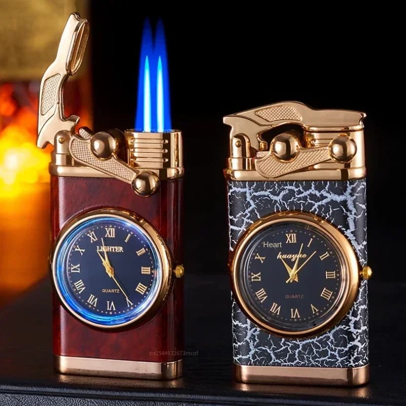 Wind - Lightweight lighter, clock, light smoke, outdoor jet, double tube, little man tools, cigarette accessories, torch lighter