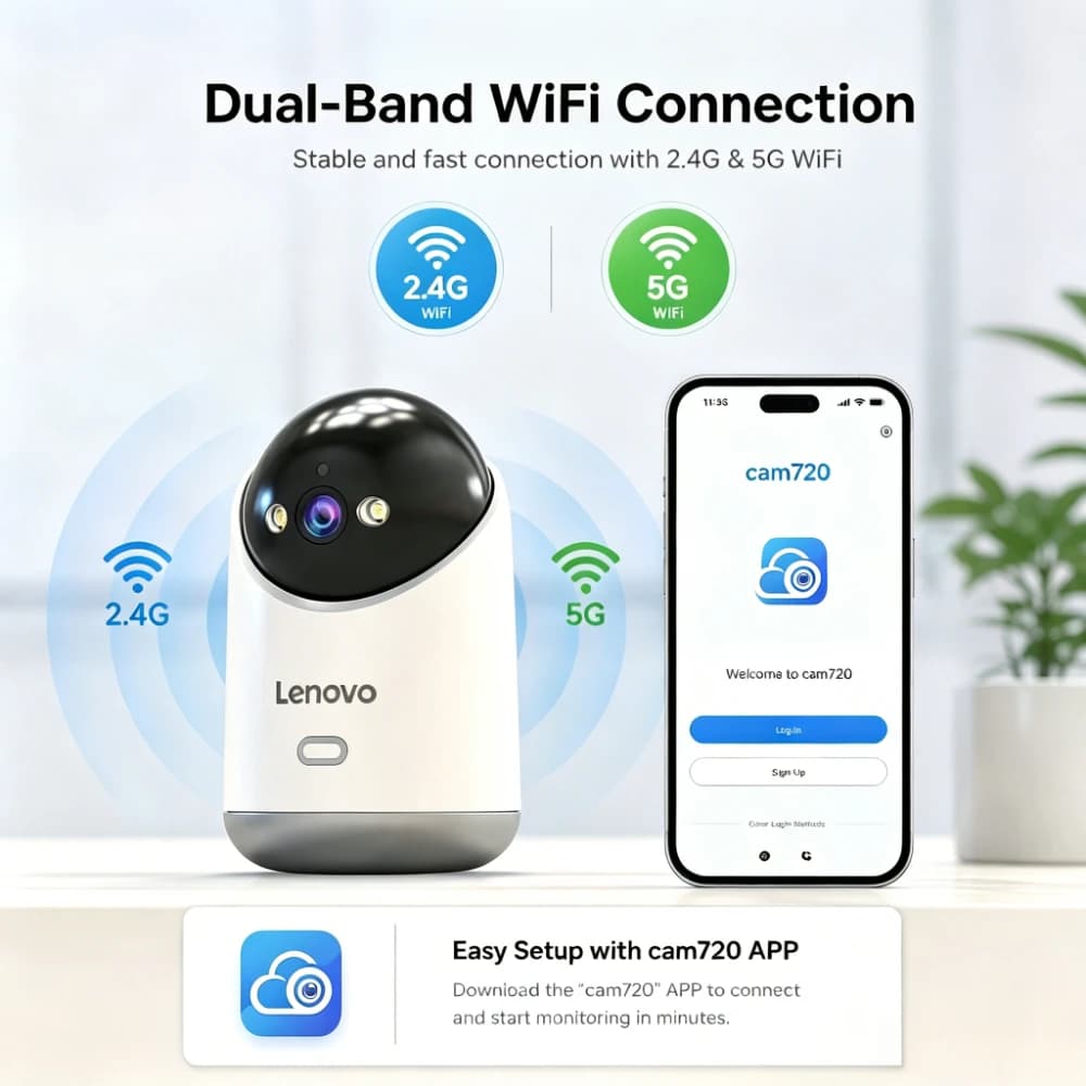 Lenovo 5MP 5G WiFi Camera Indoor Home Security IP Smart Baby Monitor Camera Color Night Auto Tracking Video Surveillance Camera - 6