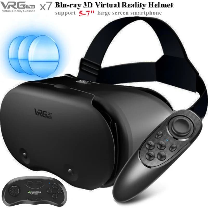 الأصلي VRGpro X7 VR الواقع الافتراضي نظارات ثلاثية الأبعاد صندوق VR جوجل كرتون خوذة للهواتف الذكية IOS أندرويد 5-7 "الهزاز اللاسلكي