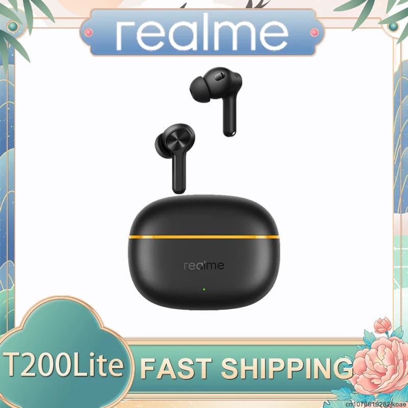 New Realme Buds T200 Lite Earphone Wireless Bluetooth Earbuds Outdoor Sports Noise Reduction Headphone HiFi HD Mic Call Headset