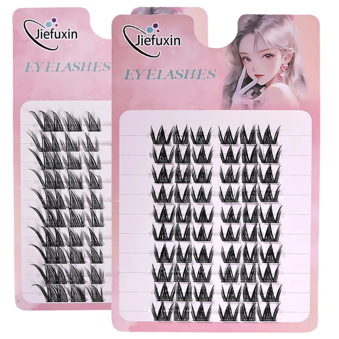 رموش Jiefuxin DIY رموش عين الثعلب مانجا رموش اصطناعية سعة كبيرة مدببة سميكة مقسمة تمديدات رموش عنقودية فردية - 3