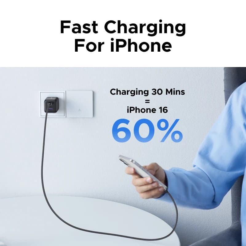 【قابس EU】 شاحن UGREEN 45 واط/30 واط/25 واط/20 واط GaN PD3.0 PPS QC3.0 شاحن USB C سريع لجهاز iPhone 17 و16 و15 ProMax وSamsung S25 وiPad Air - 3