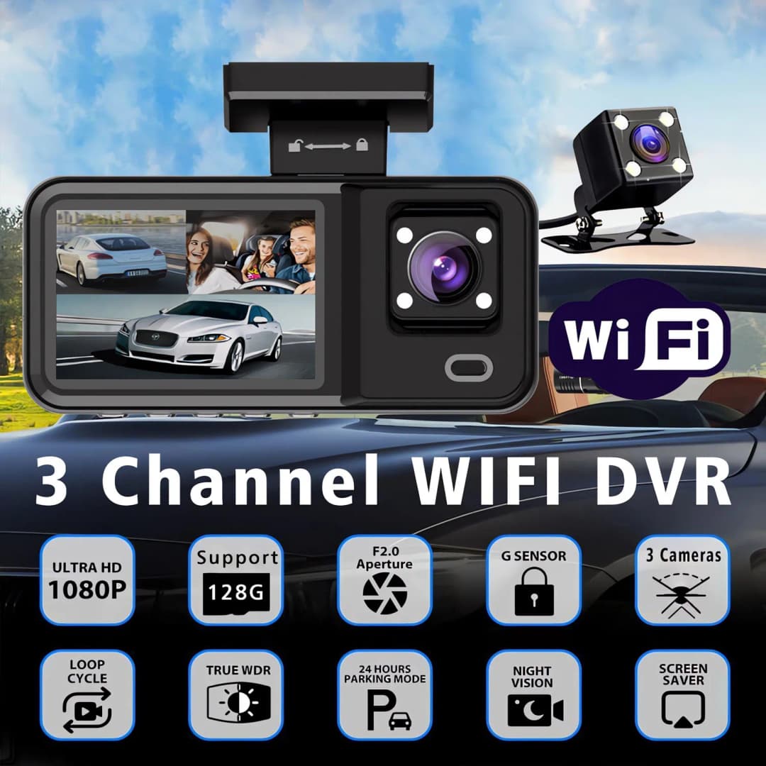 3 Channel WIFI Car DVR HD 1080P Cabin Vehicle Dash Cam Three Way Camera DVRs Recorder Video Registrator Mini Dashcam Camcorder - 2