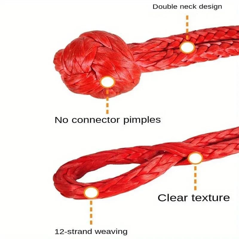 2Pcs 42000 Lbs Synthetic Tow Strap Soft Shackle for Vehicle Recovery Trailer Pull Rope Off Road Winch Rope Accessories - 3