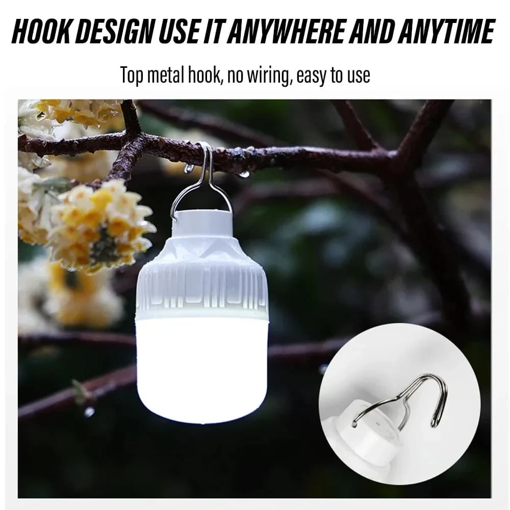 1-10pcs USB Rechargeable LED Lamp Bulbs High Brightness Outdoor Emergency Light with Hook Portable Camping Lantern Night Lights - 2