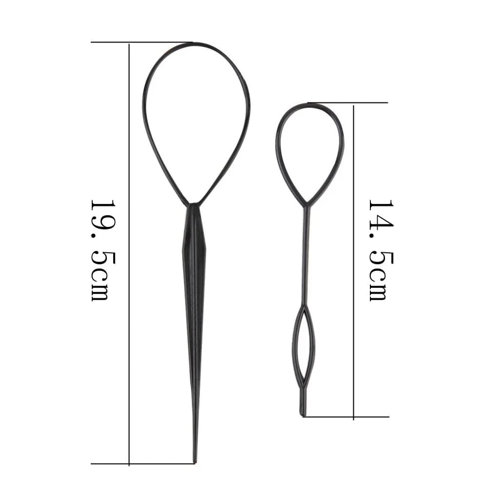 1set(2pcs) Ponytail Plastic Loop Styling Tools Simple Magic Hair Twist Styling Clip Braider Tools Black Bun Hairstyle Maker - 2