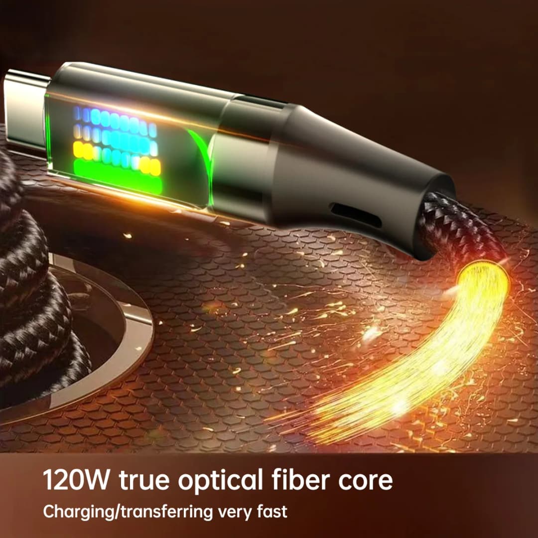 OOZCC 120 واط نوع C كابل شحن سريع 6A USBA إلى نوع C سلك بيانات النايلون لشاومي سامسونج مع شاشة Led كابل USB C - 6