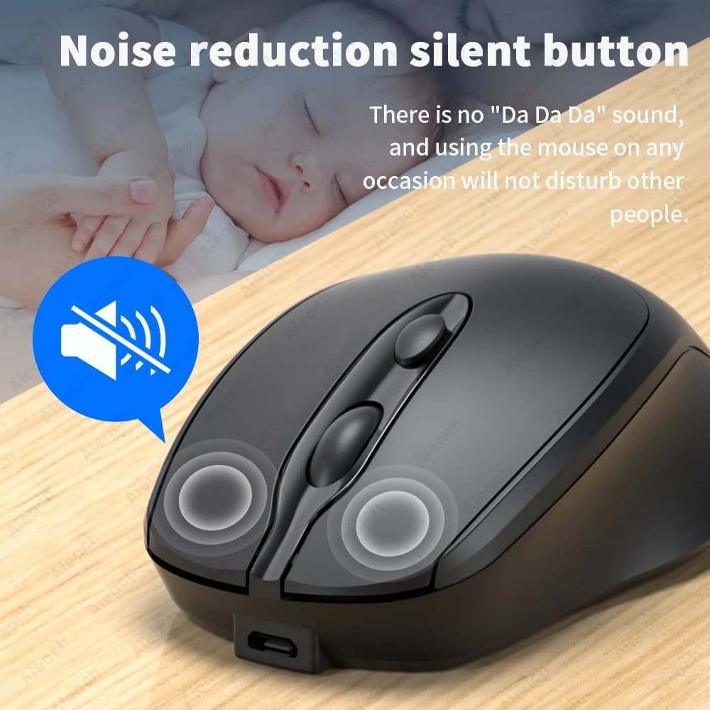 Portable Wireless Bluetooth Mouse Compact Ergonomic 2.4G USB Noiseless 1600DPI 500mAh Rechargeable for PC Tablet Laptop MacBook - 6