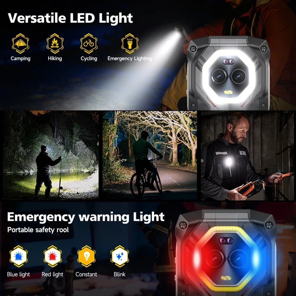 هاتف Ulefone Armor Mini 20 4G بشاشة 4.7 بوصة متين بكاميرا ليلية 64 ميجابكسل ونظام أندرويد 14 وبطارية 6200 مللي أمبير في الساعة مع إضاءة LED - 3