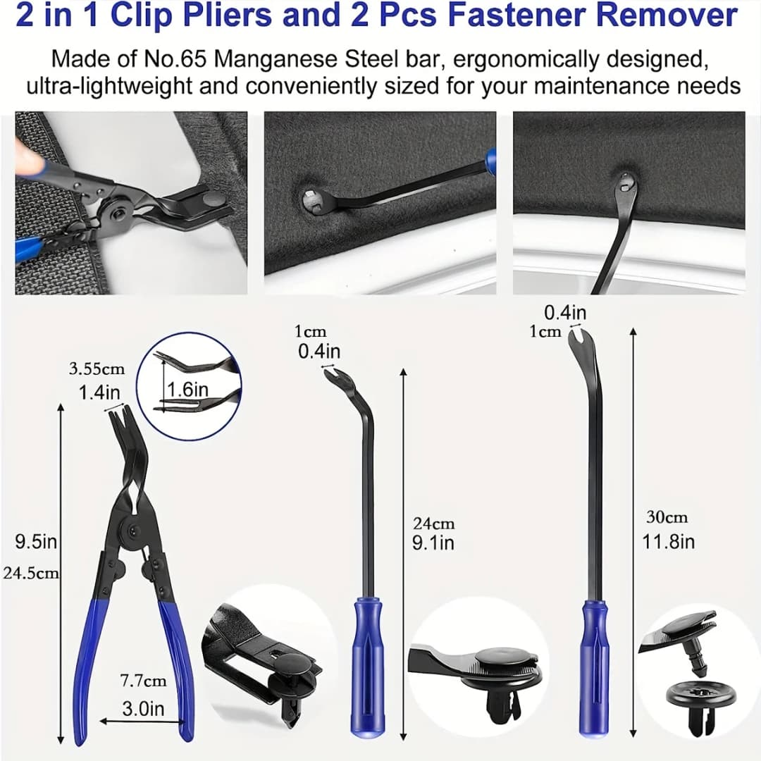 19Pcs Trim Removal Tool Set & Clip Plier Upholstery Remover Nylon Car Panel Removal Set with Portable Storage Bag - 3