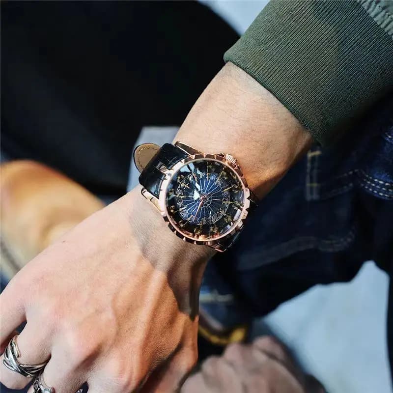 ساعة رجالية فاخرة وأنيقة، ساعة فرسان الطاولة المستديرة الاثني عشر، ساعة رجالية بمفهوم الدودة غير ميكانيكية، ساعة برج فلكي، ماركة متخصصة، إكسسوار أنيق غير رسمي، أفضل هدية له - 4