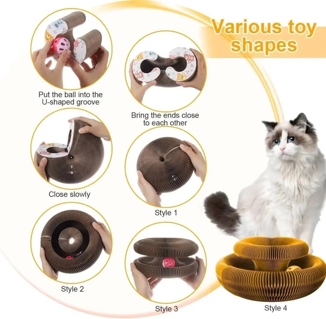 Magic Organ Cat Toy Cats Scratcher Scratch Board Round Corrugated Scratching Post Toys for Cats Grinding Claw Cat Accessories - 5